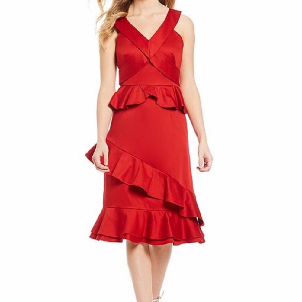 Gianni Bini red ruffle midi dress